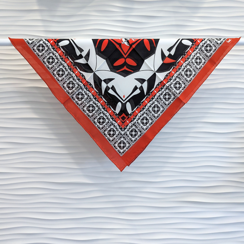 Red, Black, & White AKM Museum Silk Crêpe Scarf