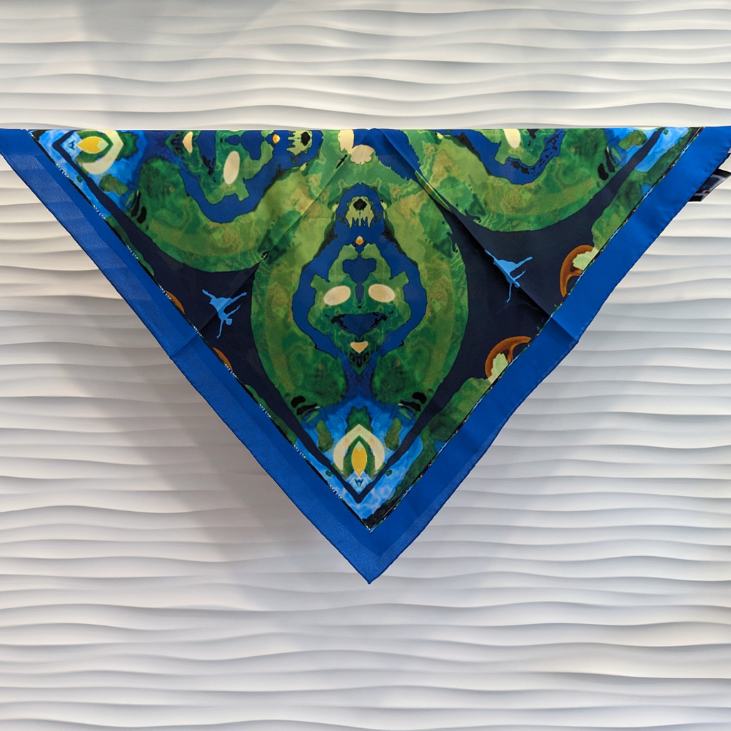 Blue & Green Mare Silk Crêpe Scarf