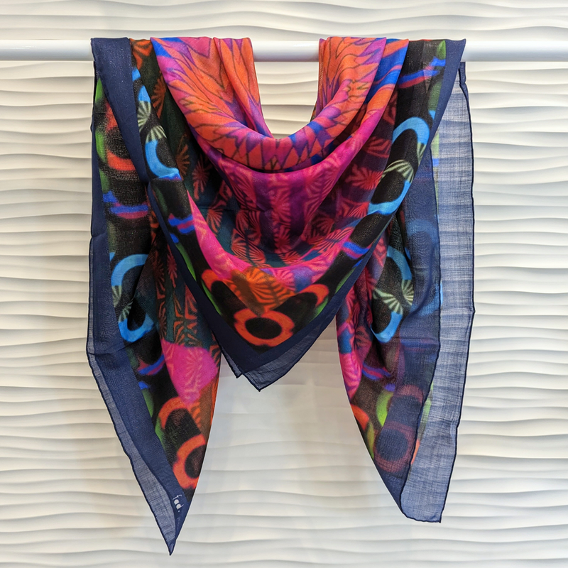 Magenta & Blue Winter Cotton Wool Scarf