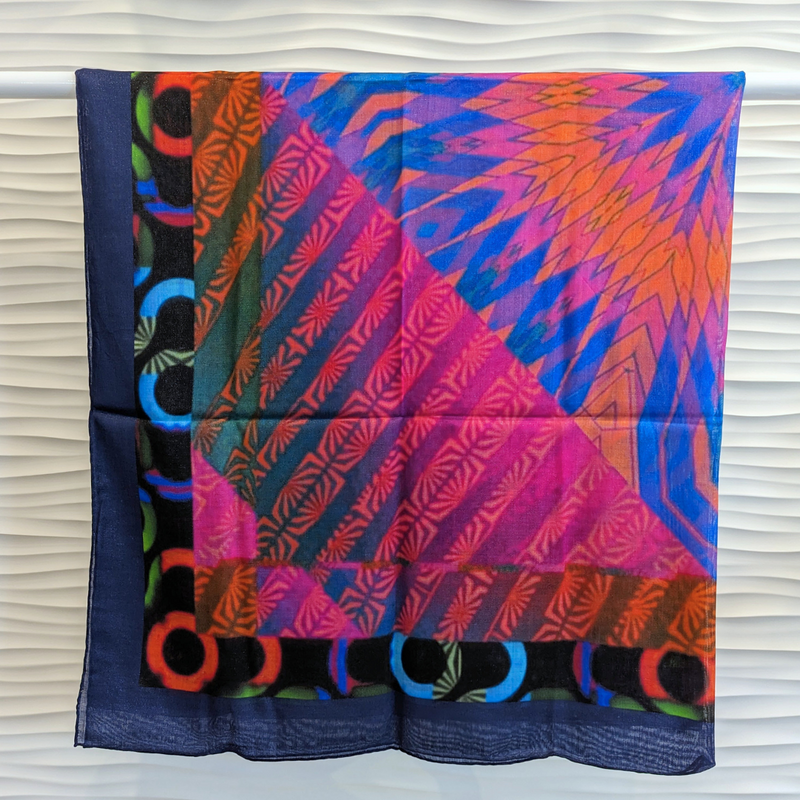 Magenta & Blue Winter Cotton Wool Scarf