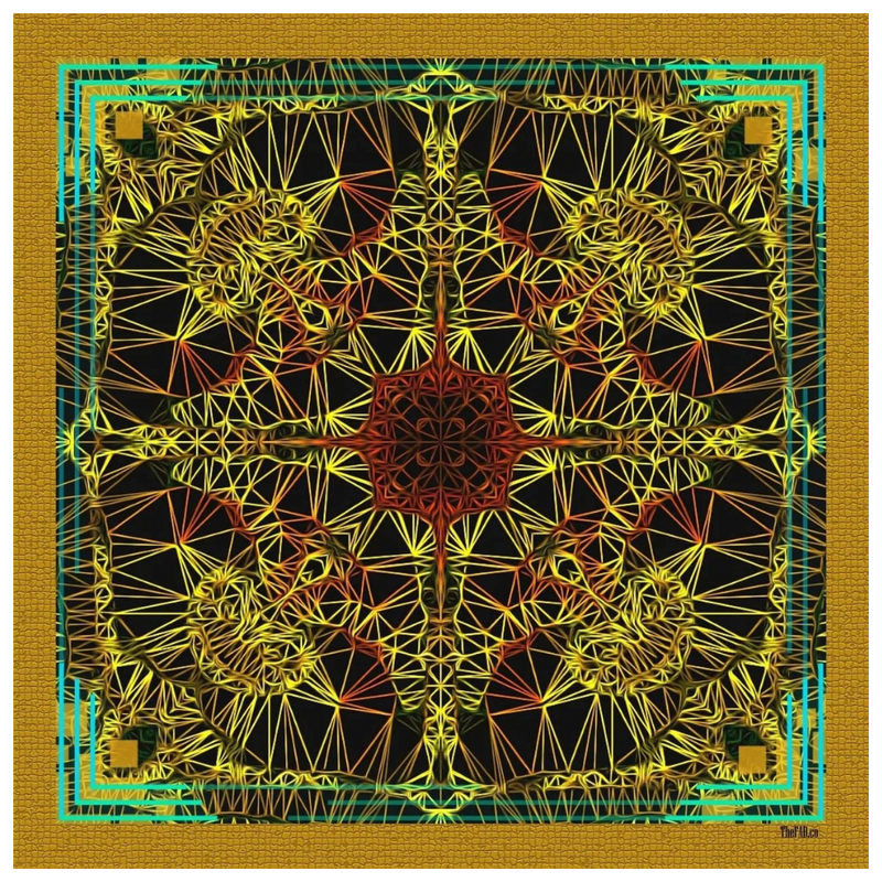 Harvest Gold & Black Flame Silk Scarf