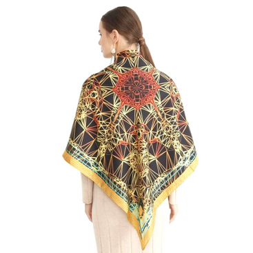 Harvest Gold & Black Flame Silk Scarf