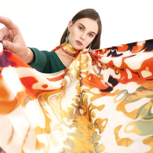 Ripple Flame Flame Silk Shawl