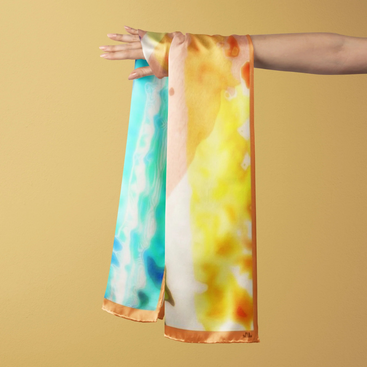 Turquoise & Yellow Terra Silk Shawl