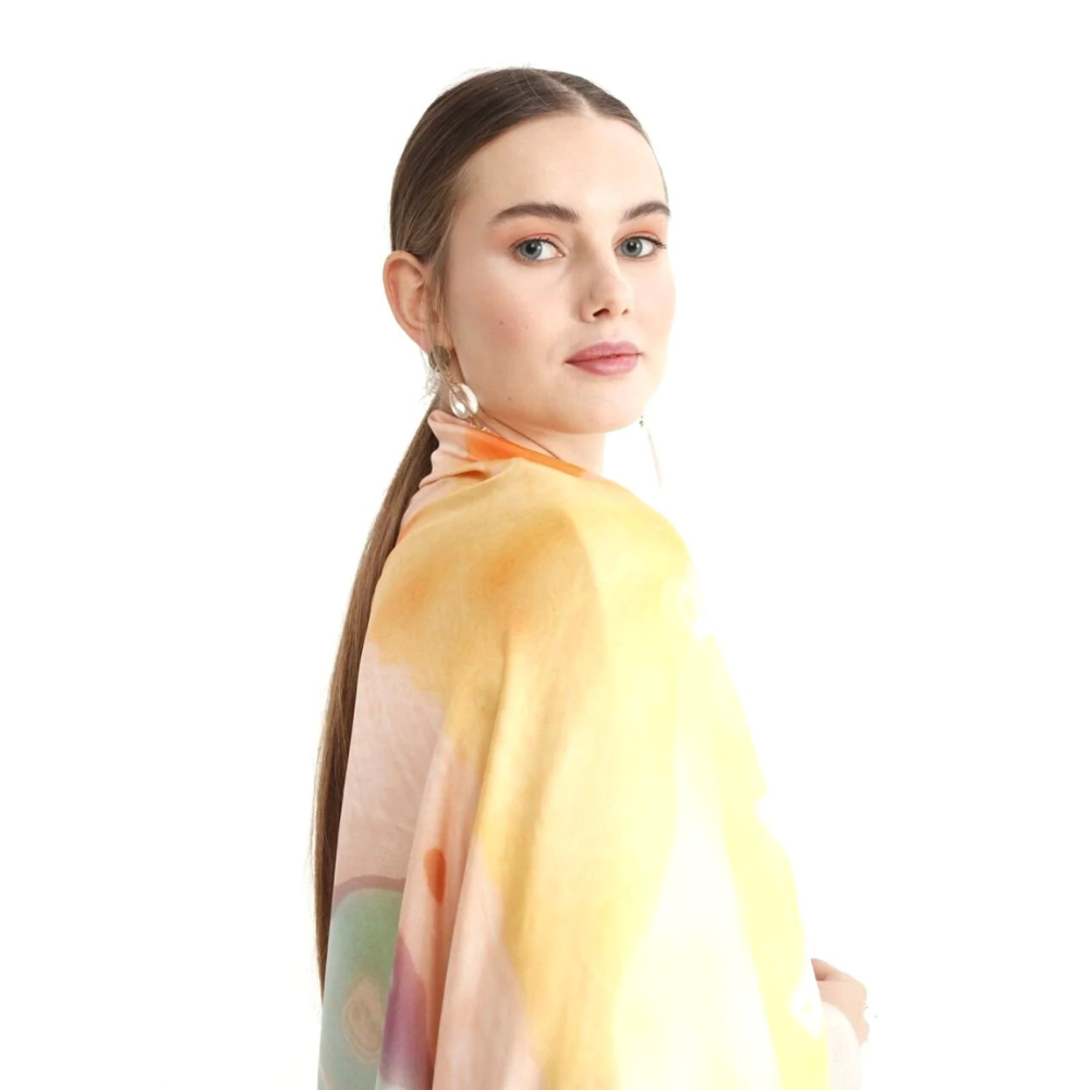 Turquoise & Yellow Terra Silk Shawl