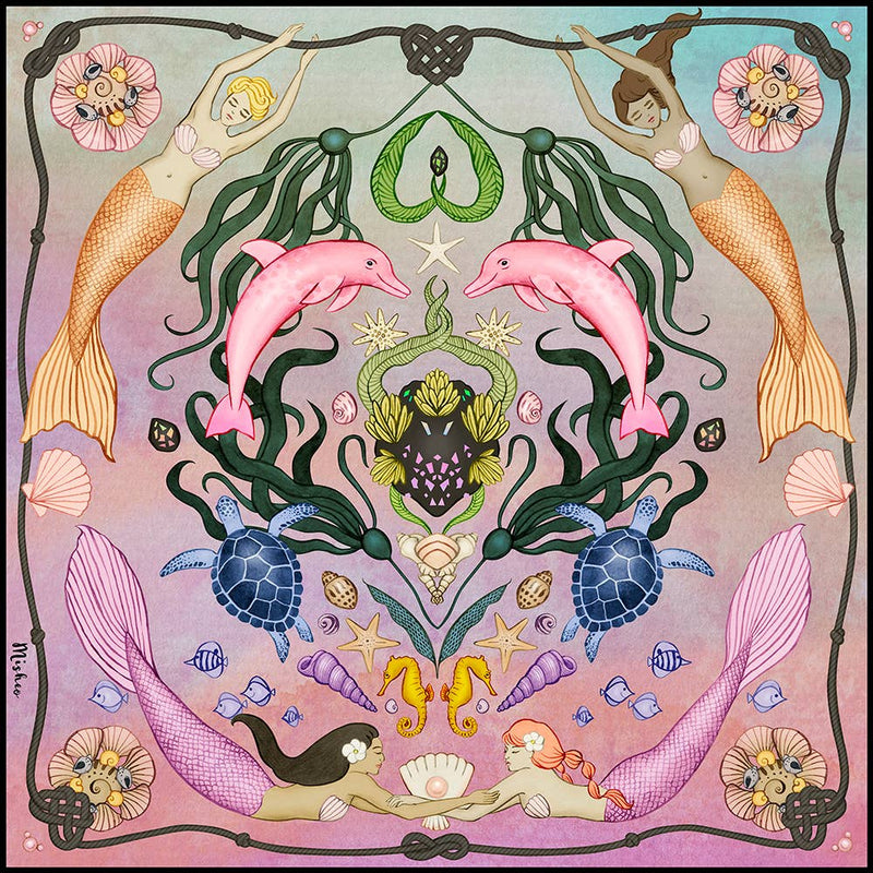 Island Life: Mermaids in the Sea Silk Chiffon Scarf