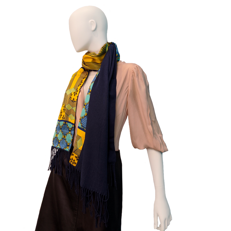 Forme Jaune-Bleu Long Cashmere Backed Stole