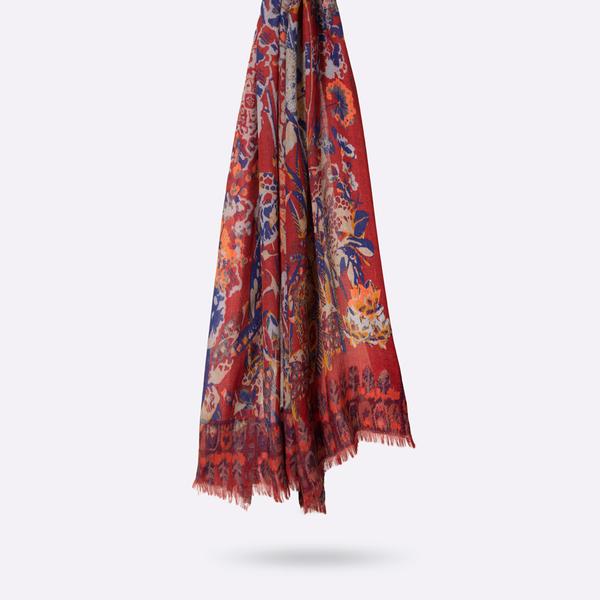 Prodige Cotton & Wool Scarf - Red