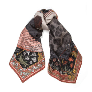The Panther and Flamingo - Silk Scarf 90 cm x 90 cm