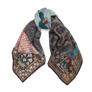 The Panther and Flamingo - Silk Scarf 90 cm x 90 cm