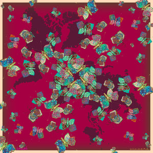 Dreams of Butterflies Small Silk  - Red Garnet