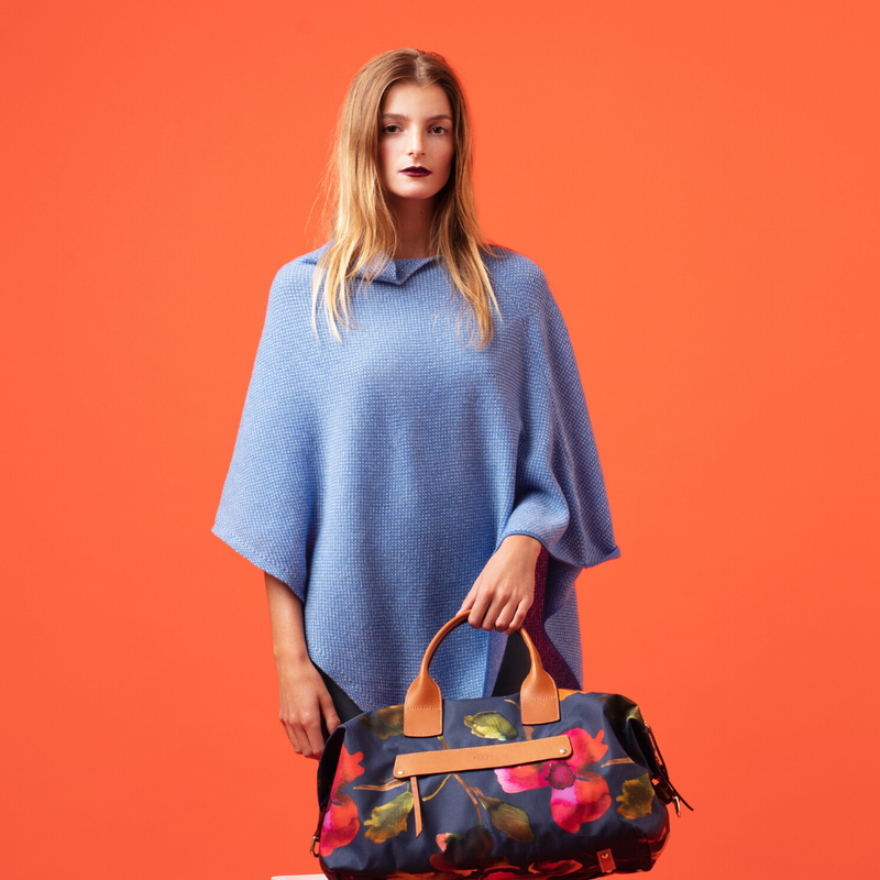 Bicolour Cashmere Poncho