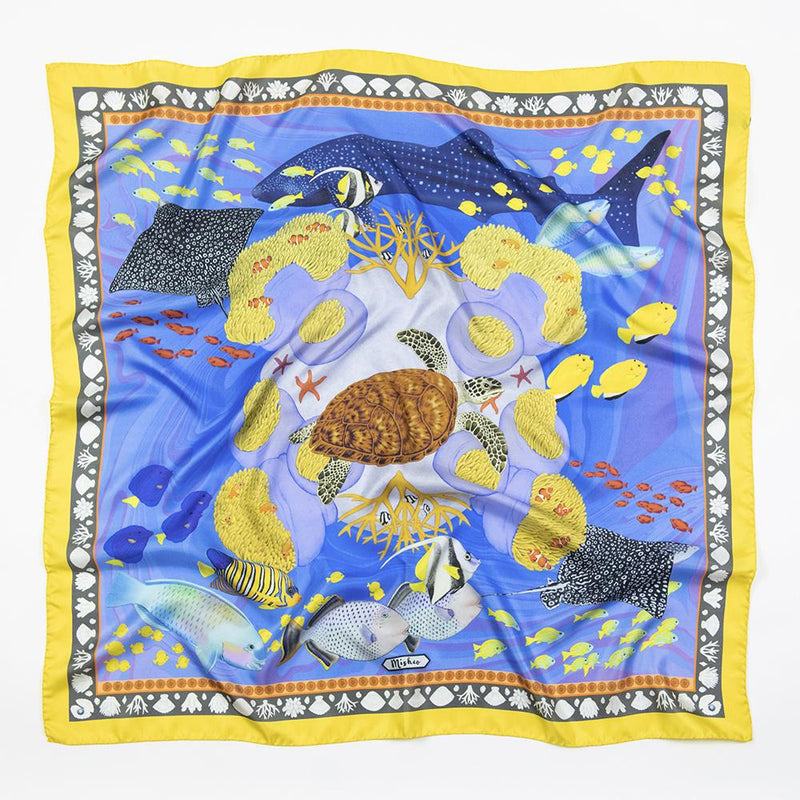 Island Life: Beneath the Water Silk Twill Scarf - Yellow