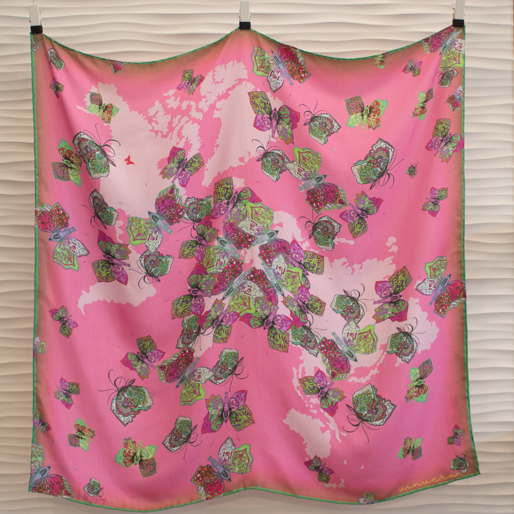Dreams of Butterflies Silk  - Pink Jade