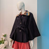 Wool Cape with Pendleton Collar - Dark Navy Blue