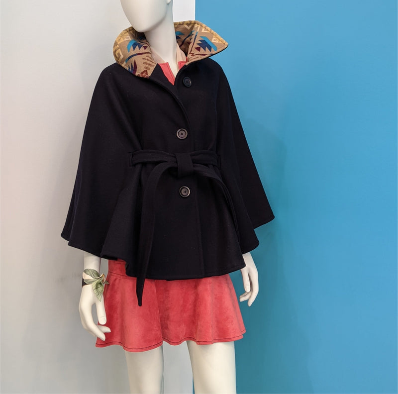 Navy blue outlet cape coat