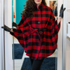 Checks Wool Cape - Red & Black