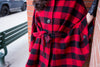 Checks Wool Cape - Red & Black