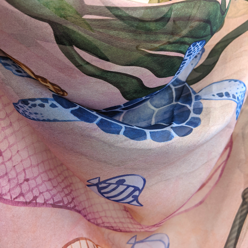 Island Life: Mermaids in the Sea Silk Chiffon Scarf