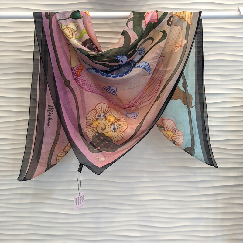 Island Life: Mermaids in the Sea Silk Chiffon Scarf