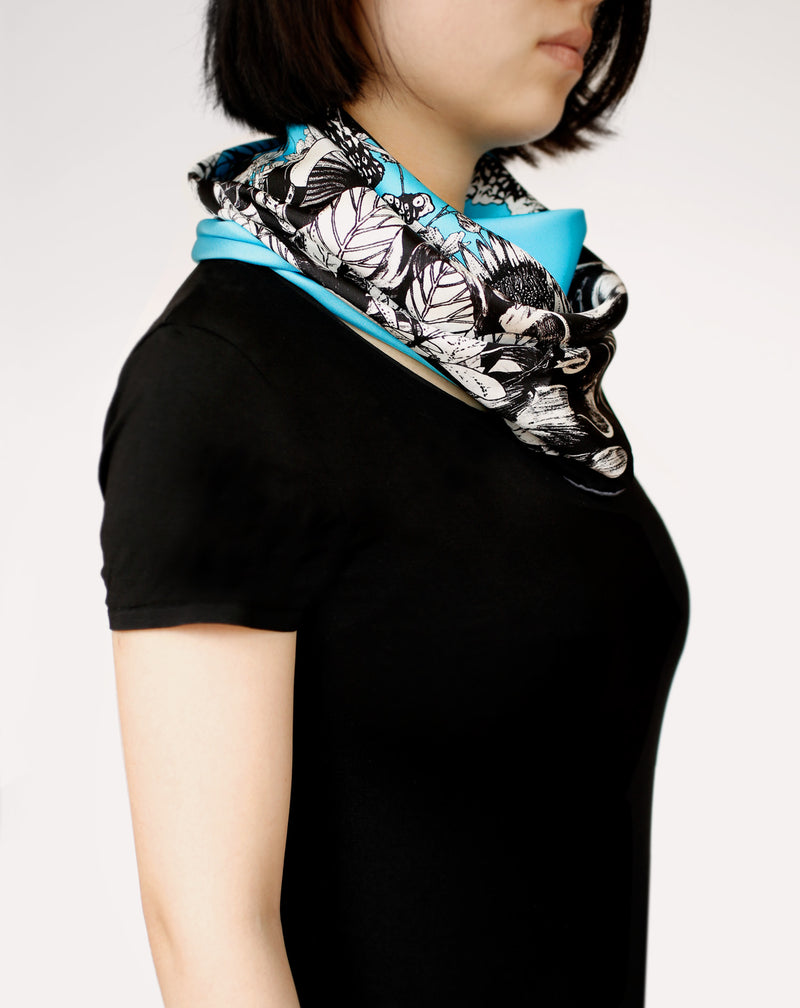 Moonphase 03 Girl by Pig, Chicken and Cow luxury scarf at Beyond Scarf, Calgary, Alberta, Canada