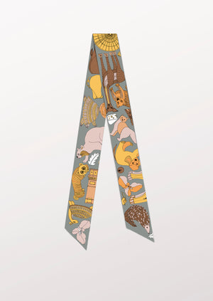 Paris Grey Small Silk Twilly