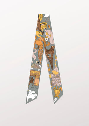 Paris Grey Small Silk Twilly