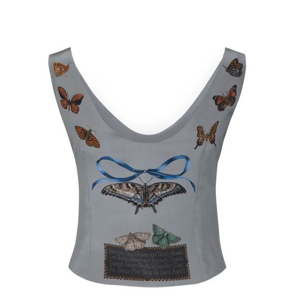 The Butterfly Panda Silk Top by Sabina Savage (Silver/Smoke) – Beyond Scarf