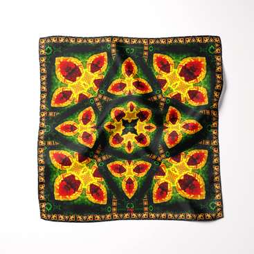 Green Fractal Silk Pocket Square