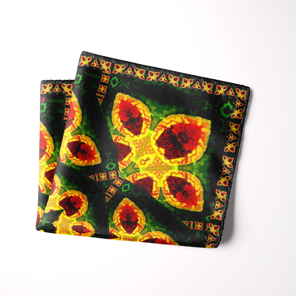 Green Fractal Silk Pocket Square