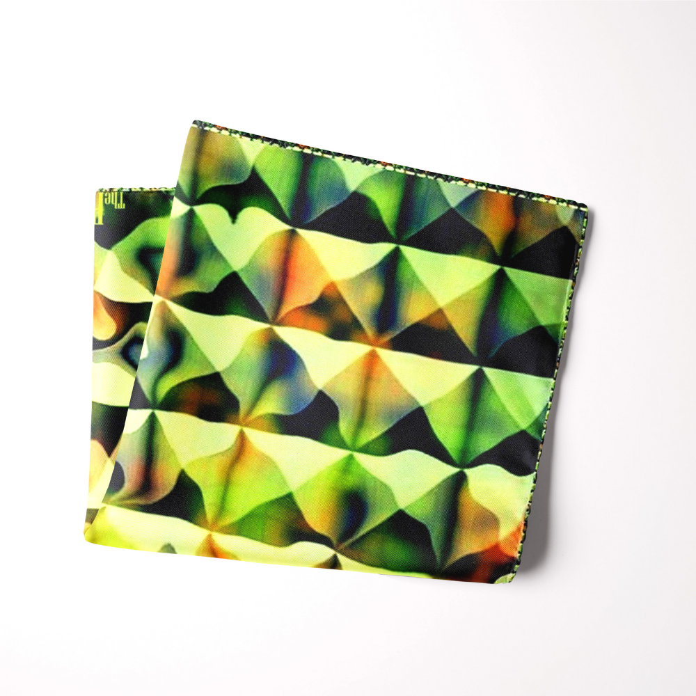 Green Fractal Silk Pocket Square