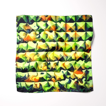 Green Fractal Silk Pocket Square