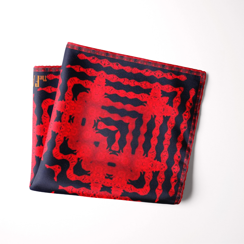 Red Fractal Silk Pocket Square