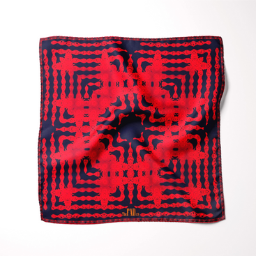 Red Fractal Silk Pocket Square