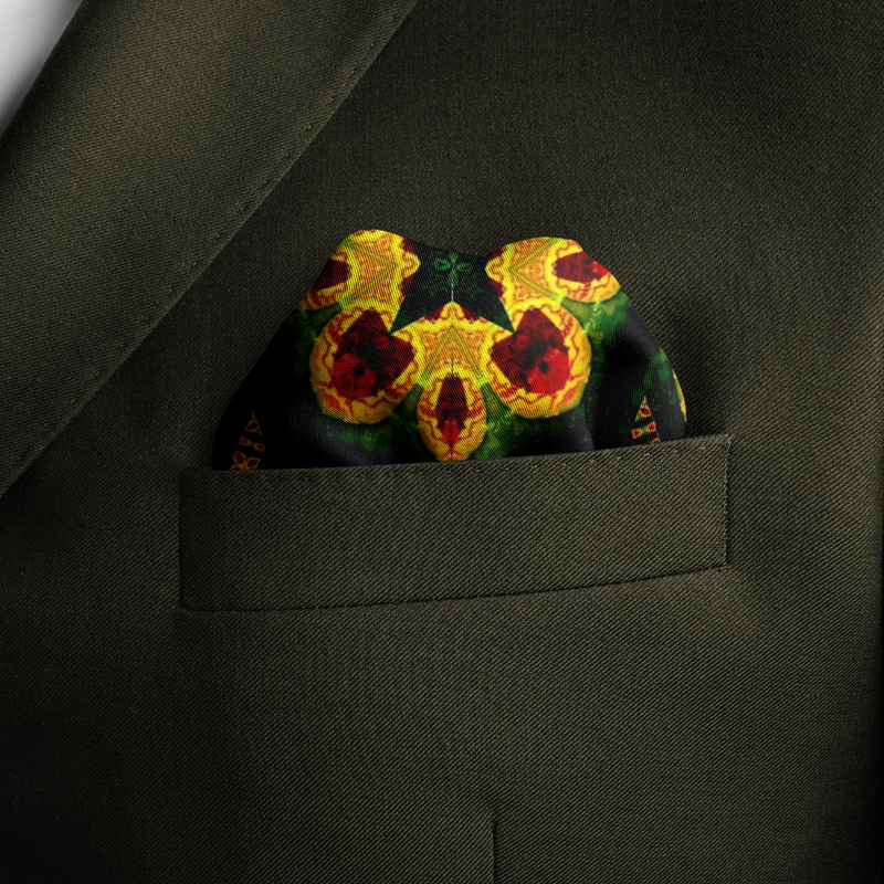 Green Fractal Silk Pocket Square