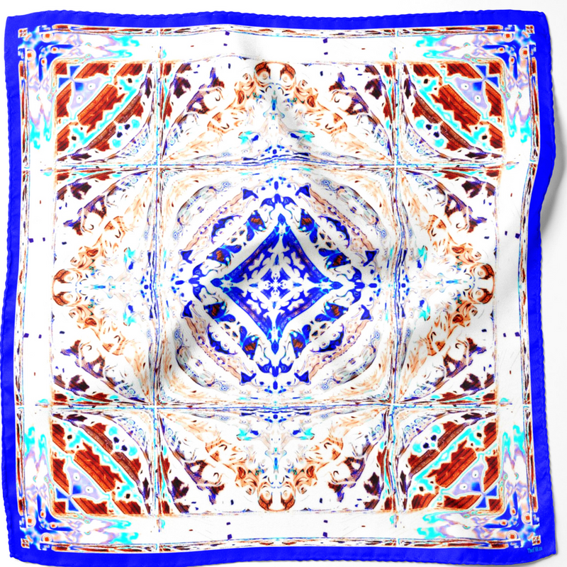 White & Blue Mare Silk Scarf