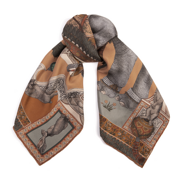 The Rabbits and the Elephant -  90cm x 90cm Silk