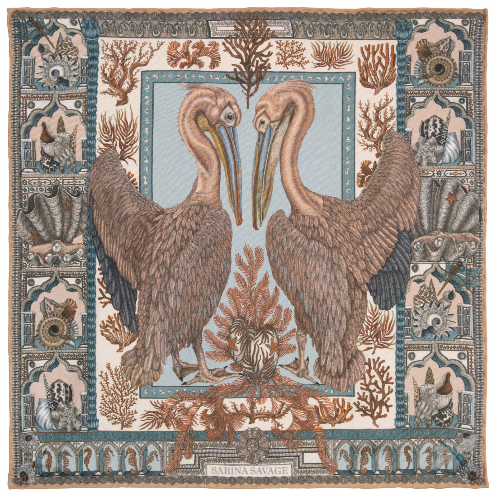 The Pelicans and the Sea Neckerchief/Pocket Square