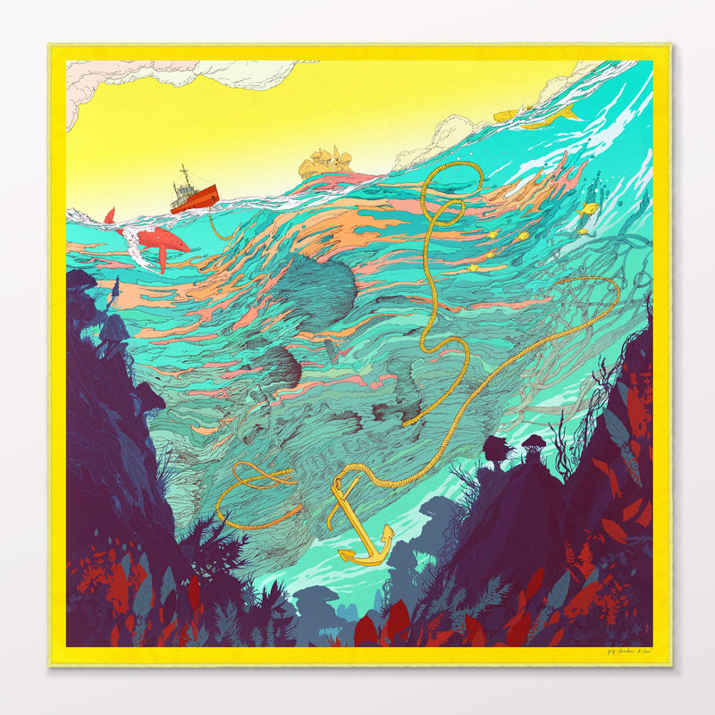 Under The Sea by Pig, Chicken and Cow luxury scarf at Beyond Scarf, Calgary, Alberta, Canada
