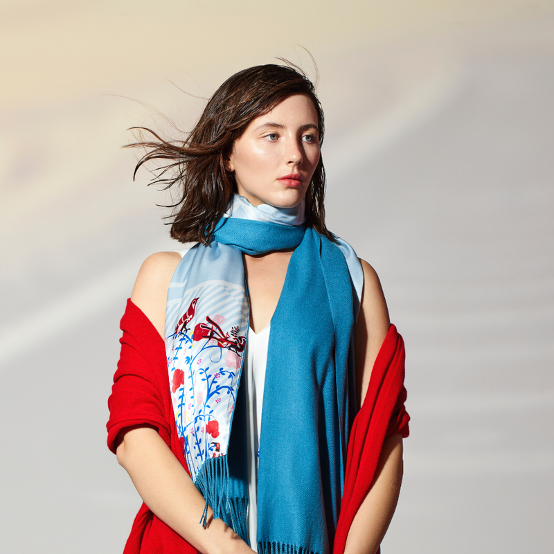 Biainili Garden Long Cashmere Backed Stole